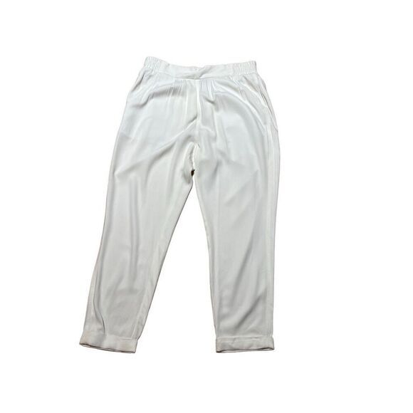Splendid White Viscose Tapered Cuffed Leg Elastic Back Pants w/Pockets L - Picture 1 of 8